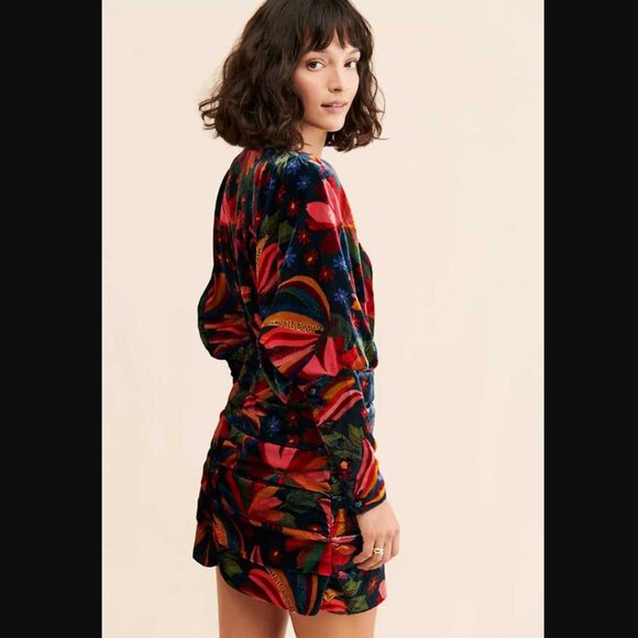 S Farm Rio x Anthropologie Banana Sky velvet mini dress (with flaw) - Picture 3 of 14